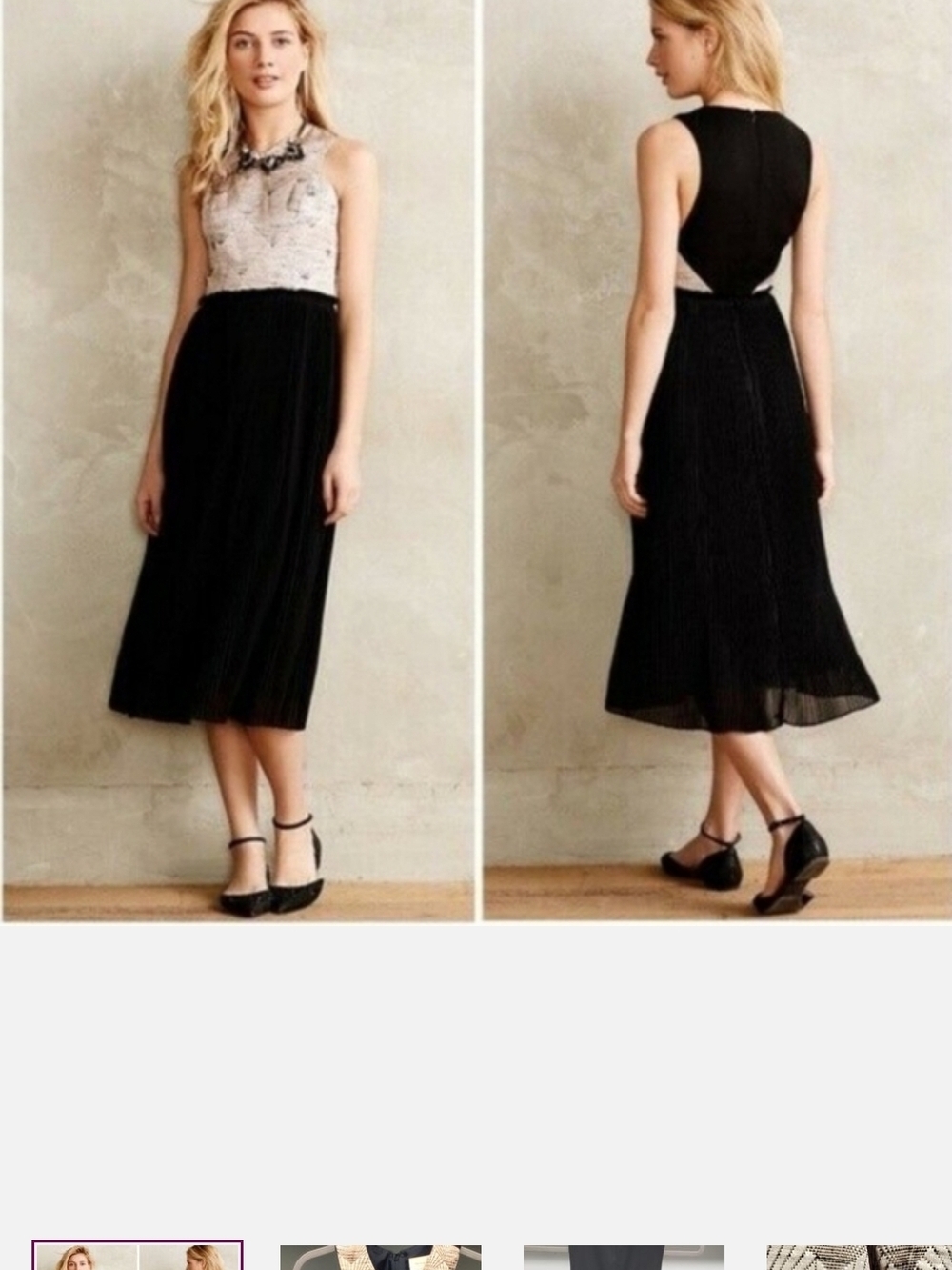 Anthropologie Nomad Morgan Carper Black & Cream Dress Size 10